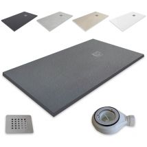 PIATTO DOCCIA IN RESINA EXTRA PIATTA outletaseo TUTTE LE MISURE DISPONIBILI- ANTISCIVOLO TEXT URA LAVAGNA【160x80, GIS GRAPHITE RAL-7015】- Include