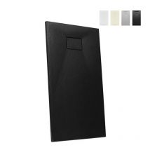 Piatto doccia in resina filo pavimento rettangolare 140x70 design moderno Stone Colore: Nero