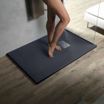 Showerdesign - Piatto Doccia milano 150x80 cm resina alto 3 cm effetto ardesia, Antracite Opaco