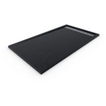 Decohor - Piatto doccia in resina quarzo deluxe. Struttura in ardesia antiscivolo. Carica minerale. nero ral: 9005 80X200CM