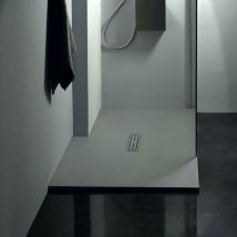 Showerdesign - Piatto Doccia lecce 100x80 cm alto 3 cm effetto cemento spatolato, Grigio Opaco