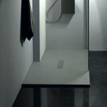 Showerdesign - Piatto Doccia lecce 140x80 cm alto 3 cm effetto cemento spatolato, Grigio Opaco