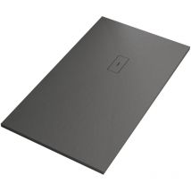 Olimpo Docce - Piatto doccia in marmoresina grigio scuro effetto pietra cemento maka, seleziona misura 80x120