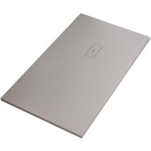 Olimpo Docce - Piatto doccia in marmoresina grigio chiaro effetto pietra cemento maka, seleziona misura 80x100