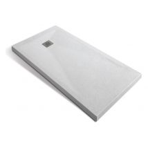 Ogomondo - Piatto doccia bianco mineral marmo resina antiscivolo h 3,5 cm misure l150 x p80 x h3,5 cm - confezione 1