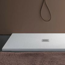 Luminosa Arredobagno - Piatto doccia mineralmarmo effetto pietra made in italy scarico centrale colore bianco modello amalfi, dimensioni 80x80