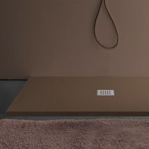 Luminosa Arredobagno - Piatto doccia mineralmarmo effetto pietra made in italy scarico centrale colore marrone modello amalfi, dimensioni 70x130