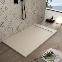 Essence Arredo Bagno - Piatto doccia mineralmarmo griglia laterale crema unique, dimensioni 70x110