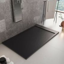 Essence Arredo Bagno - Piatto doccia mineralmarmo griglia laterale nero unique, dimensioni 80x120