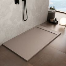 Essence Arredo Bagno - Piatto doccia mineralmarmo griglia laterale sabbia unique, dimensioni 80x120