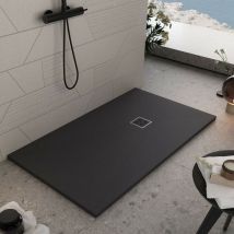 Luminosa Arredobagno - Piatto doccia mineralmarmo roma con griglia in tinta colore nero, dimensioni 75x90