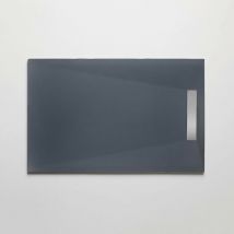Luminosa Arredobagno - Piatto doccia resina finitura pietra antracite con griglia inox pure, dimensioni 80x120