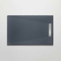 Luminosa Arredobagno - Piatto doccia resina finitura pietra antracite con griglia inox pure, dimensioni 70x120
