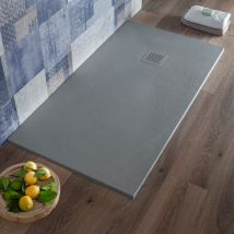 Lapis - Piatto Doccia Resina Grigio 80x100 cm effetto Pietra Blan