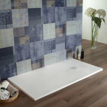 Lapis - Piatto Doccia Resina Tagliabile 90x120 cm Bianco Effetto Pietra Blan