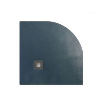 Solidstone - Piatto doccia in pietra alto 2,8 cm - Semicircolare Antracite Grafite nero 80x80