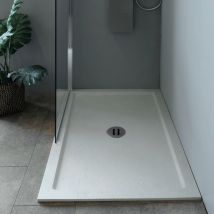 Showerdesign - Piatto Doccia udine 140x80 cm alto 1,2 cm effetto cemento spatolato, Bianco Opaco