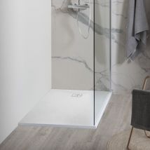 Showerdesign - Piatto Doccia verona 180x80 cm ultraslim 2,6 cm effetto pietra, Bianco Opaco