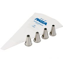 Set per Dolci - Sac a Poche Professionale 34 cm + 4 Beccucci in Acciaio Inox da 12mm - Per Realizzare Decorazioni su Dolci, Torte e Pasticcini, Sacca