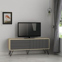 Decortie - Picadilly Modern tv Stand Multimedia Centre tv Unit With Storage Cabinet 139cm - Oak / Anthracite Grey - Anthracite Grey