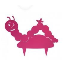 Picchetto Decorativo A Forma Di Bruco Fucsia Metallo 50.2x30 Cm Decorazione Giardino