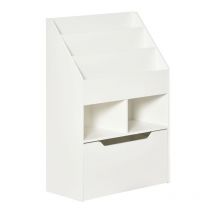 Piccola libreria per bambini con ripiani e cassetto in mdf. 60X29.9X90CM. bianco