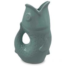 Pichet ou vase poisson bleu givré
