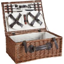 Beliani - Picknickkorb Braun aus Weide für 4 Personen Inkl. Kühltasche Teller Besteck Weingläser