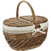 Frank Flechtwaren - Picknickkorb 'Land-Liebe' Füllkorb Flechtkorb Natur bügel Einkauf Flaschen FF-102441