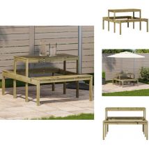 Vidaxl - Picknicktisch 110x134x75 cm Imprägniertes Kiefernholz - Holztisch - Gartenmöbel - Esstisch Im Freien - Kiefernholzmöbel - Imprägnierte Möbel