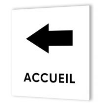 Decoho - Pictogramme flèche directionnelle format 20 x 20 cm en dibond blanc Picto Noir · Modèle Accueil Gauche