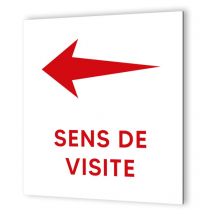 Decoho - Pictogramme flèche directionnelle format 20 x 20 cm en dibond blanc Picto Rouge · Modèle Accueil Sharp Gauche