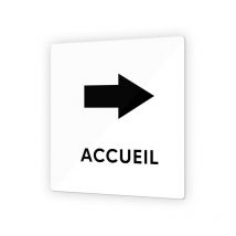 Decoho - Pictogramme flèche directionnelle format 9 x 9 cm en Plexi Picto Noir · Modèle Accueil Droite