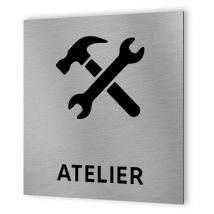 Decoho - Pictogramme format 20 cm x 20 cm en Dibond Aluminium brossé - Modèle Atelier