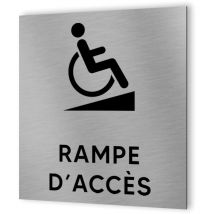 Decoho - Pictogramme format 20 cm x 20 cm en Dibond Aluminium brossé - Modèle Rampe pmr Handicap