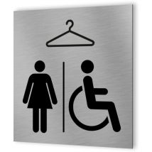 Decoho - Pictogramme format 20 cm x 20 cm en Dibond Aluminium brossé - Modèle Vestiaire Femmes / pmr
