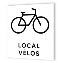 Decoho - Pictogramme format 20 cm x 20 cm en Dibond Blanc Picto Noir - Modèle Local Vélo