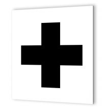 Decoho - Pictogramme format 20 cm x 20 cm en Dibond Blanc Picto Noir - Modèle Premiers Secours