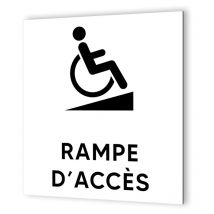 Decoho - Pictogramme format 20 cm x 20 cm en Dibond Blanc Picto Noir - Modèle Rampes d'Accès pmr