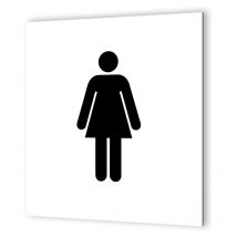 Decoho - Pictogramme format 20 cm x 20 cm en Dibond Blanc Picto Noir - Modèle Toilettes Femmes