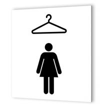Decoho - Pictogramme format 20 cm x 20 cm en Dibond Blanc Picto Noir - Modèle Vestiaires Femmes