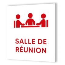 Pictogramme format 20 cm x 20 cm en Dibond Blanc Picto Rouge - Modèle Salle de Réunion