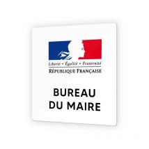 Decoho - Pictogramme panneau signalétique pour mairie format 9 x 9 cm en Plexi Picto Noir - Modèle Bureau du Maire