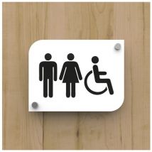 Decoho - Pictogramme plexi toilettes trio hommes/femmes handicapés pmr - Signalétique toilettes
