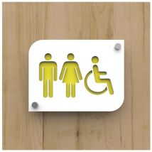 Decoho - Pictogramme plexi toilettes trio hommes/femmes handicapés pmr - Signalétique toilettes
