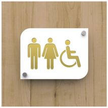 Decoho - Pictogramme plexi toilettes trio hommes/femmes handicapés pmr - Signalétique toilettes