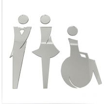 Pictogramme wc en relief.- Plexi miroir argent -
