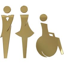 Pictogramme wc en relief.- Plexi miroir or -