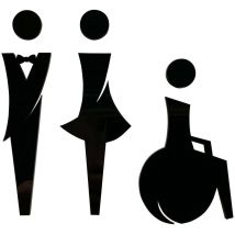 Pictogramme wc en relief.- Plexi noir -