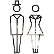 PIctogramme wc Hommes .- Plexi miroir argent -